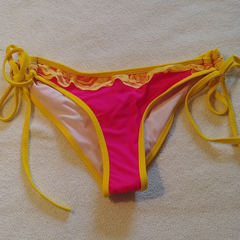 NWOT Pink & Yellow String Bikini - Picture 4 of 6